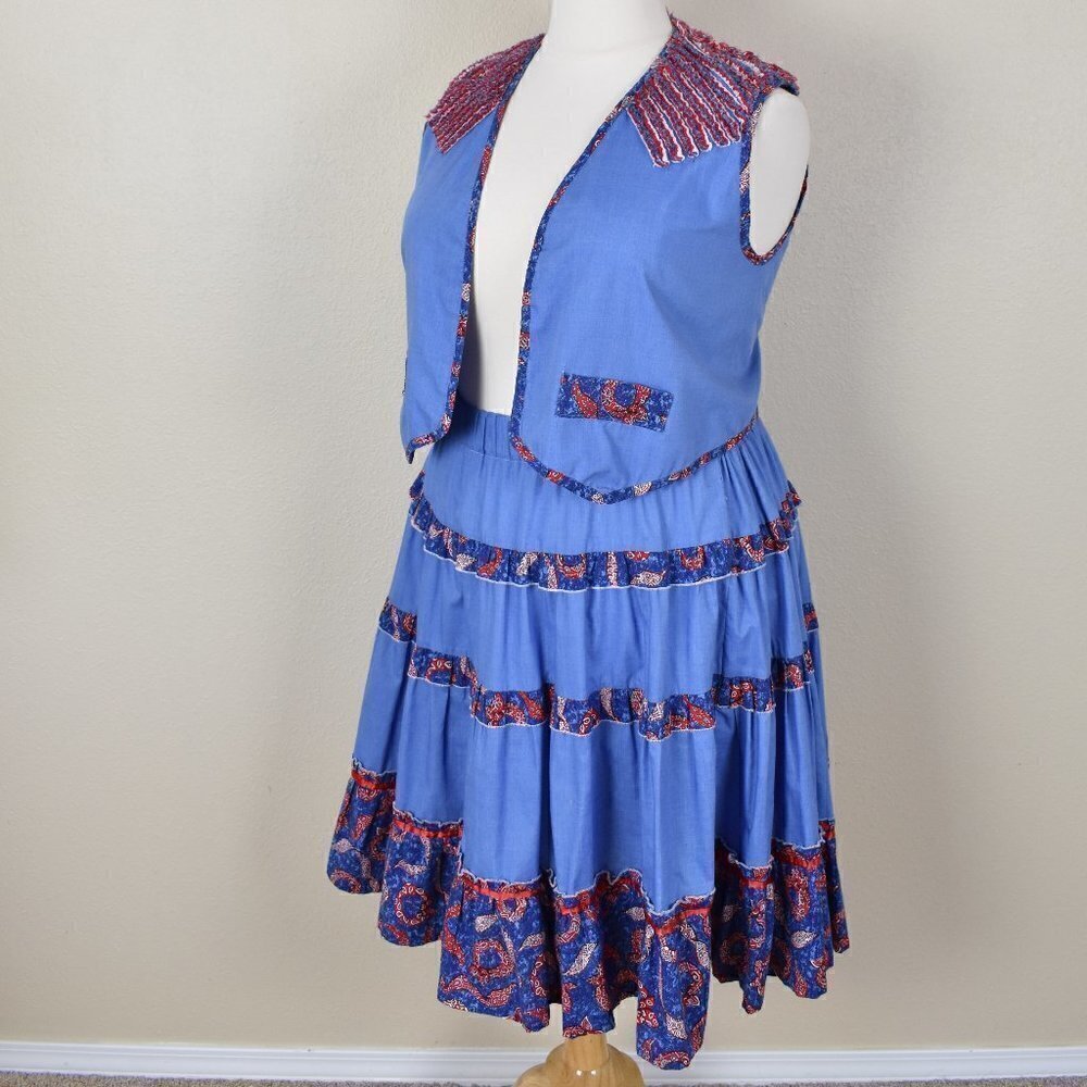 Vintage Country Western Square Dance Vest Skirt Outfit 14/16 - Picture 2 of 7